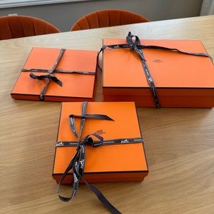 Three nice Hermes boxes with ribbons!